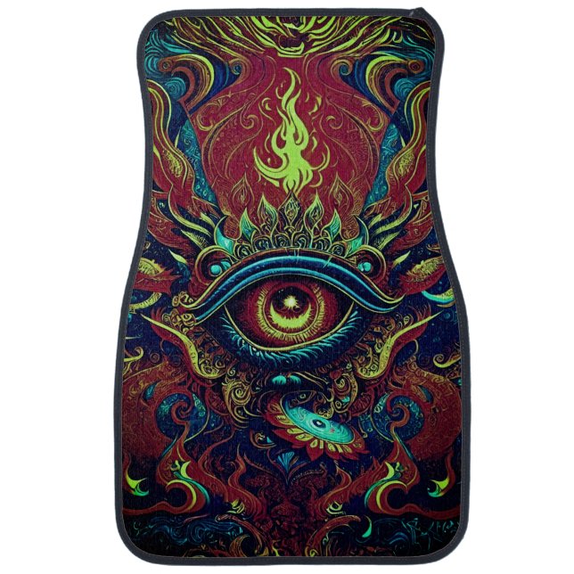 Spiritual Vision: Flaming Eye Car Floor Mat (Front)