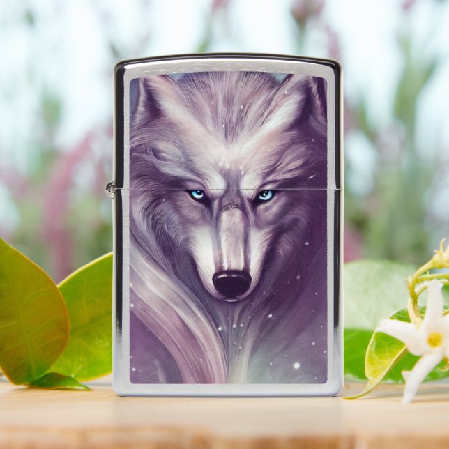 Spiritual Wolf Zippo Lighter (On Table)