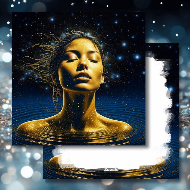 Spiritual Woman in Water under the Stars Blank  Holiday Card (Creator Uploaded)