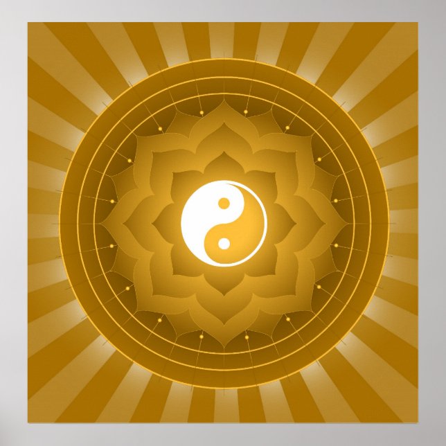 Spiritual Yin Yang On Lotus Background Poster (Front)