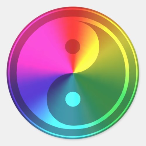 Spiritual Yin Yang _ Rainbow Design Classic Round Sticker