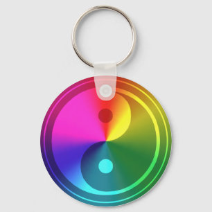 Spiritual Yin Yang - Rainbow Design Keychain