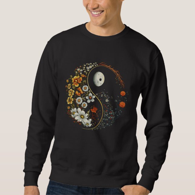 Spiritual Yoga Floral Yin Yang Flowers Symbol Sweatshirt (Front)