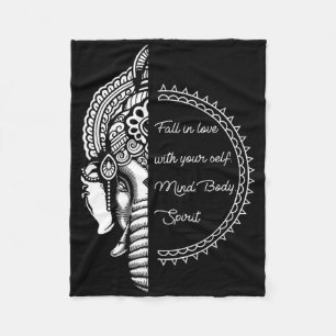 Spiritual Yoga Love Your Self Meditation Elephant Fleece Blanket