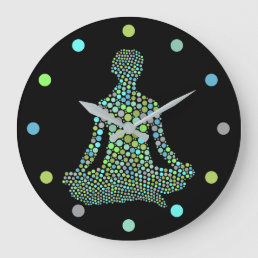 Spiritual Yoga Meditation Blue Green Purple Black Large Clock