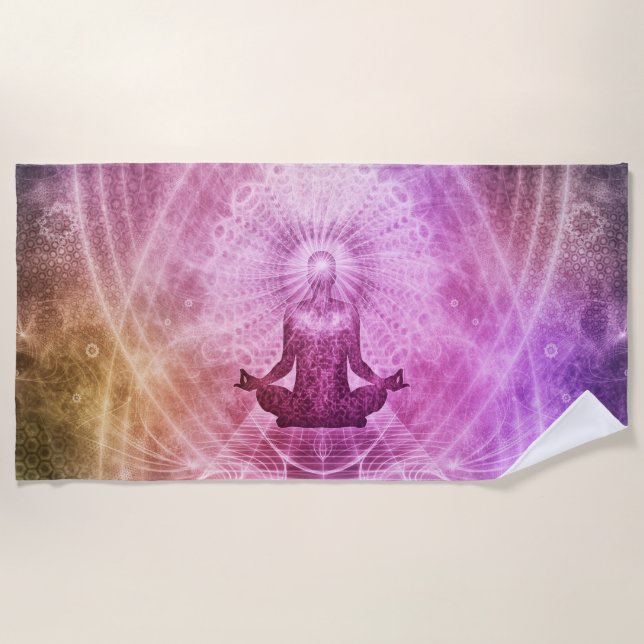 Spiritual Yoga Meditation Zen Colorful Beach Towel (Front)