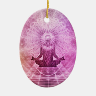 Spiritual Yoga Meditation Zen Colorful Ceramic Ornament