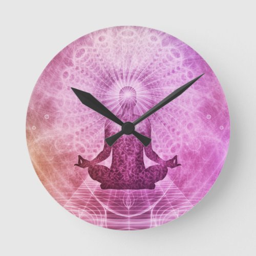 Spiritual Yoga Meditation Zen Colorful Round Clock