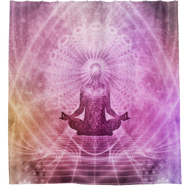 Spiritual Yoga Meditation Zen Colorful Shower Curtain (Front)