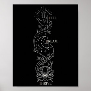 Spiritual Yoga Quote Lotus Flower And Moon Art - M Poster