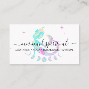 spiritual zodiac ombre teal pink Mermaid Business Card