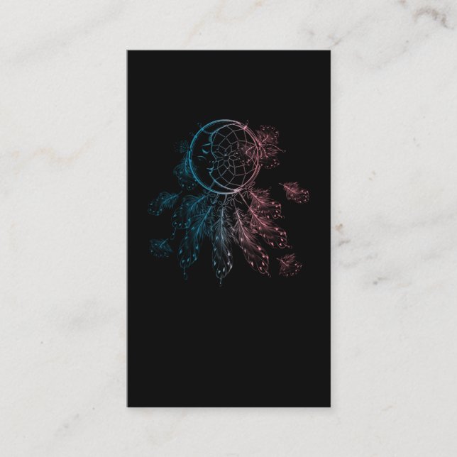 Spirituality Dreamcatcher Colorful Feathers Moon Business Card (Front)