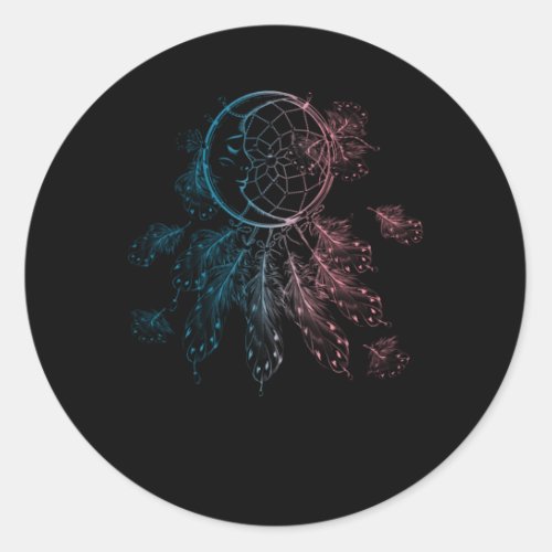 Spirituality Dreamcatcher Colorful Feathers Moon Classic Round Sticker