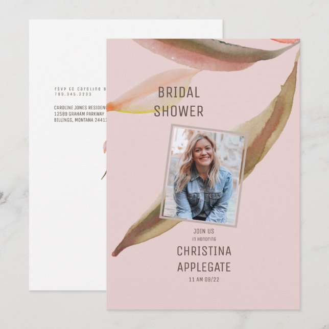 Spirng Pink Bride Photo Bridal Shower  Invitation (Front/Back)