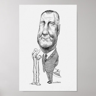 Spiro Agnew Hiding His Axe Caricature Poster