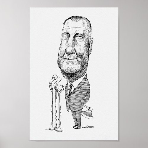 Spiro Agnew Hiding His Axe Caricature Poster