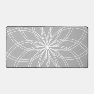 Spiro Mandala White Gray Desk Mat