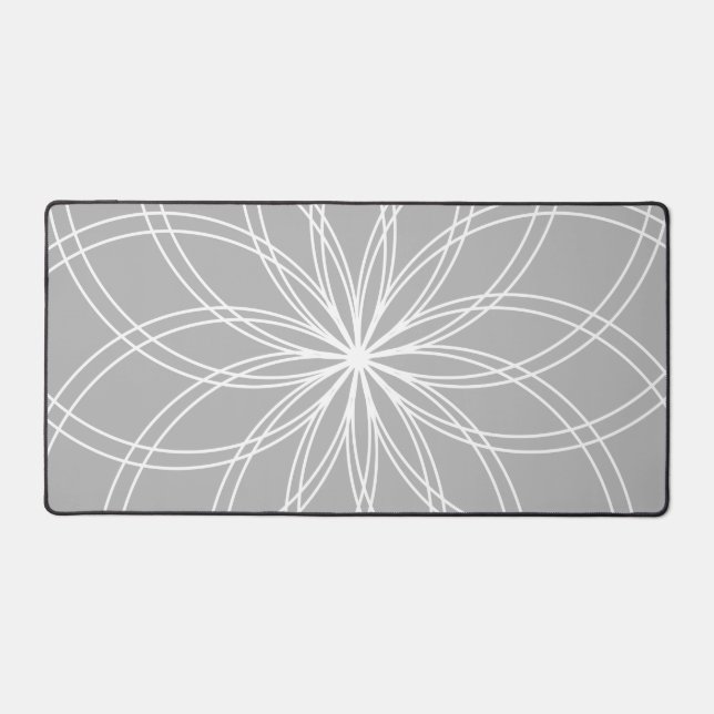 Spiro Mandala White Gray Desk Mat (Front)