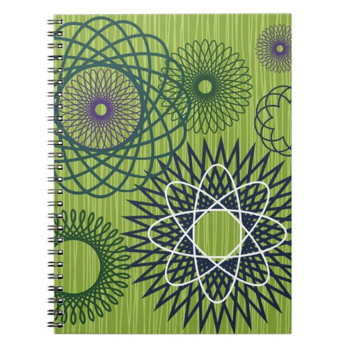 Spirograph Geometric Pattern Blue Green Notebook