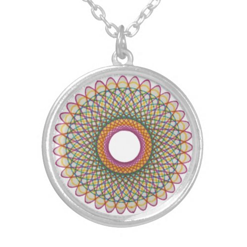 Spirograph Pride Pattern Pan Silver Plated Necklace