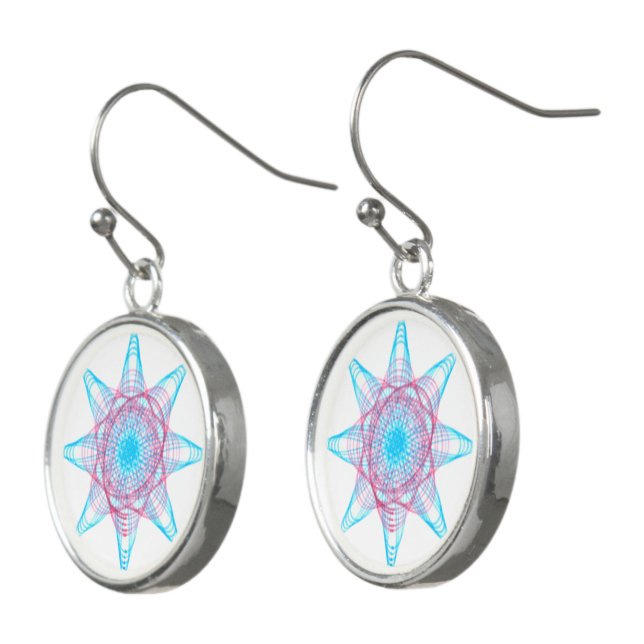 Spirograph Pride Pattern: Trans Earrings (Angled)
