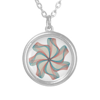 Spirograph Pride Pattern: Trans Pinwheel Pattern Silver Plated Necklace