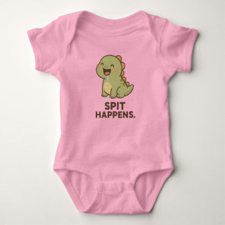Spit Happens – Funny Baby Dinosaur Design Bodysuit