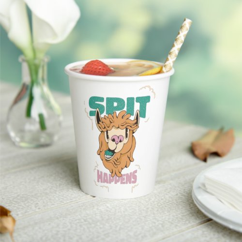 spit happens funny llama  paper cups