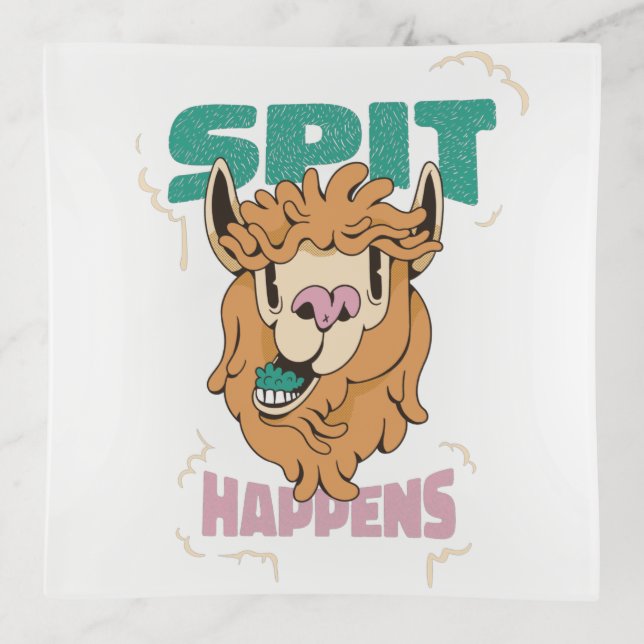 spit happens funny llama  trinket tray (Front)