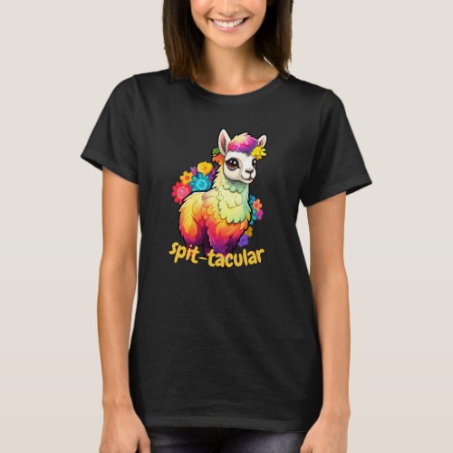 Spit_tacular Rainbow Llama T_Shirt