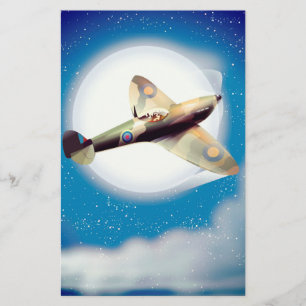 Spitfire aircraft travel poster print stationery