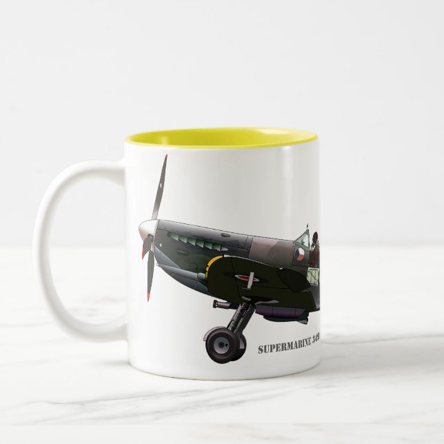 Spitfire Aircraft Two-Tone Coffee Mug (Left)