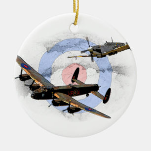 Spitfire and Lancaster Ceramic Ornament