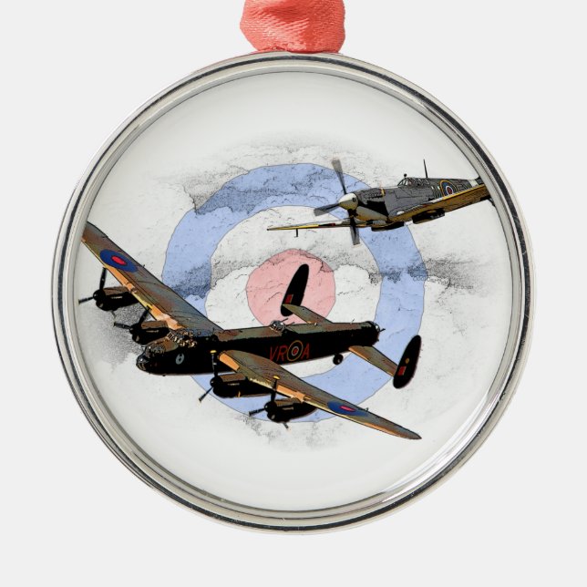 Spitfire and Lancaster Metal Ornament (Front)