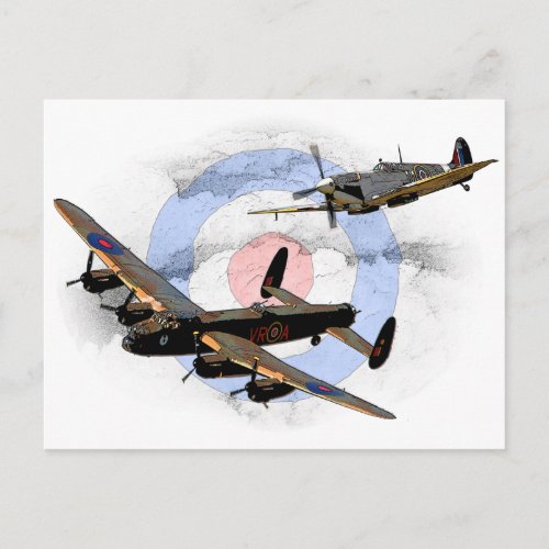 Spitfire and Lancaster Postcard