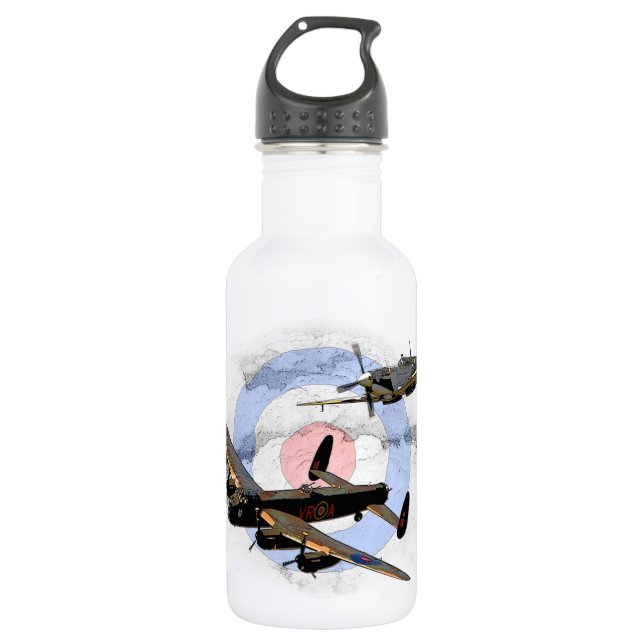Spitfire and Lancaster Stainless Steel Water Bottle (Front)