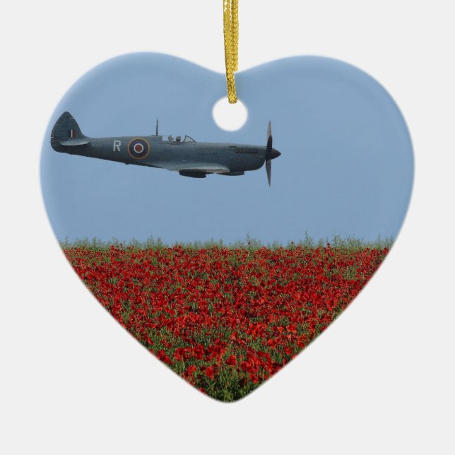 Spitfire and Poppies Ceramic Ornament (Front)