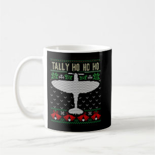Spitfire Christmas Ugly Jumper Style Airplane Airc Coffee Mug