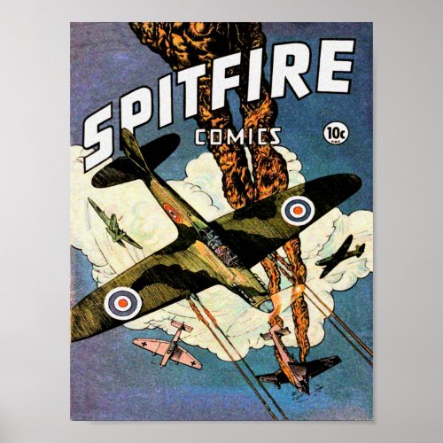 Spitfire Fighter Aircraft Vintage Poster
