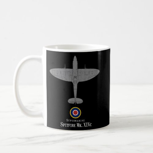 Spitfire Mk Xiv Tech Drawing Wwii Ww2 Fighter Airp Coffee Mug