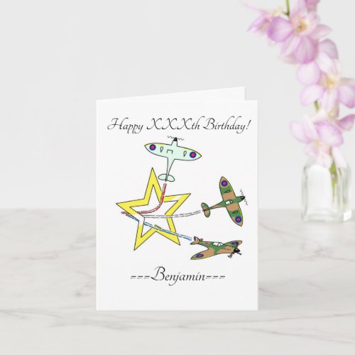 Spitfire Star Birthday Card