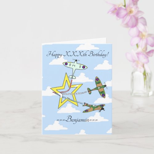 Spitfire Star Blue Sky Birthday Card