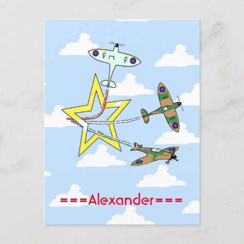 Spitfire Star Blue Sky Postcard