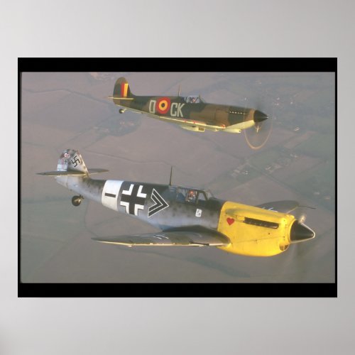 Spitfire top and Messerschmitt_Military Aircraft Poster