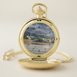 Spitfire Under Storm Clouds Pocket Watch