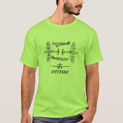 Spitfire Vintage plane Airforce History Military T_Shirt
