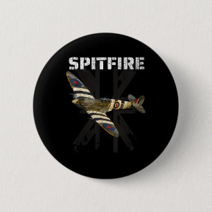 Spitfire Ww2 Battle Of Britain Fighter Plane Ace W Button