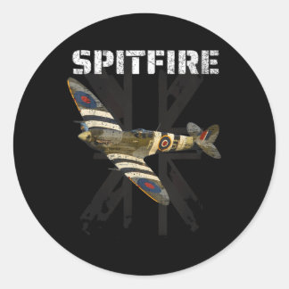 Spitfire Ww2 Battle Of Britain Fighter Plane Ace W Classic Round Sticker