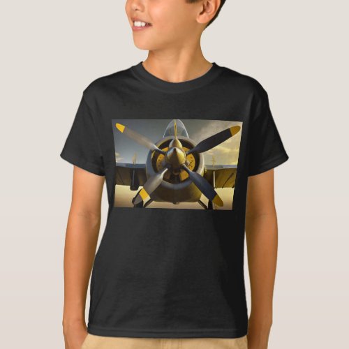 Spitfire WWII fighter plane propellers T_Shirt