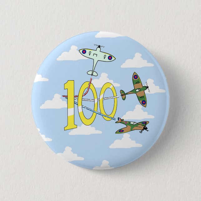 Spitfires 100th Birthday (Blue Sky) Button (Front)